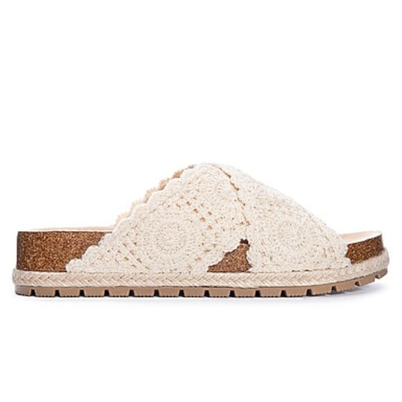 Women's Cream Crochet Slide Sandals - Picture 1 of 10